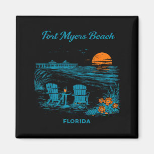 Imán Playa Fort Myers Florida Escénica de Viajes Antigu