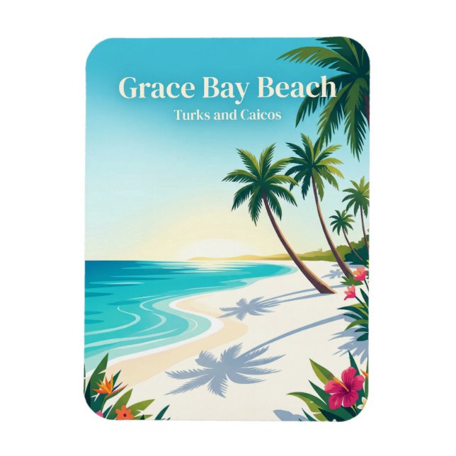 Imán Playa Grace Bay Turks y Caicos (Vertical)