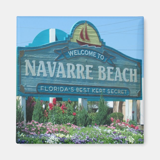 Imán Playa Navarre, Florida, foto de signo de bienvenid (Frente)