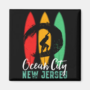 Imán Playa Ocean City Nueva Jersey Vintage Surf Retro