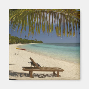 Imán Playa, palmeras y reposera