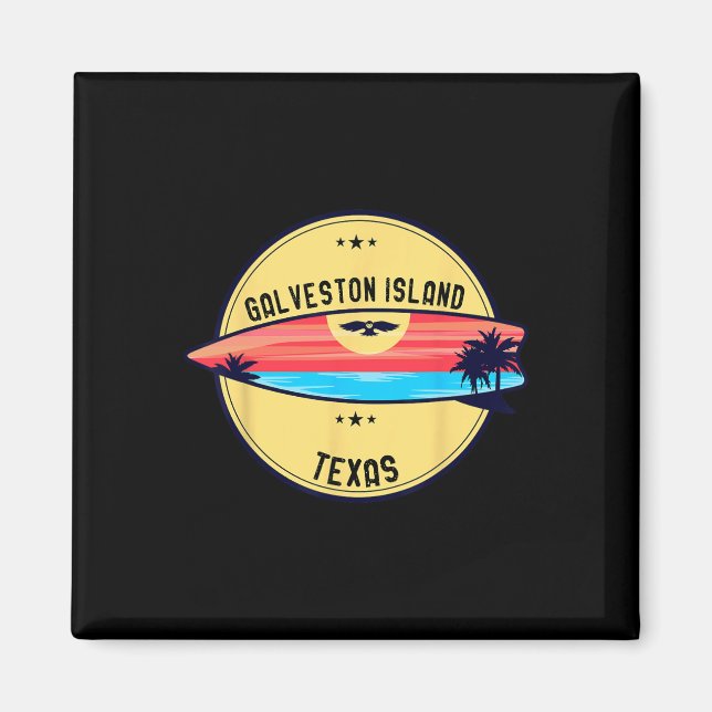 Imán Playa retro isla Galveston Texas Playa Surfing  (Frente)
