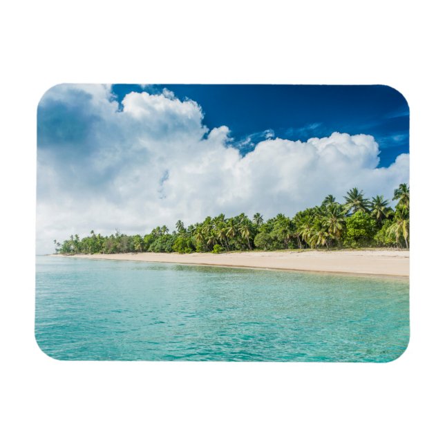 Imán Playa Tropical Con Palmeras (Horizontal)