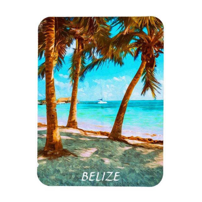 Imán Playa Tropical de Belice (Vertical)