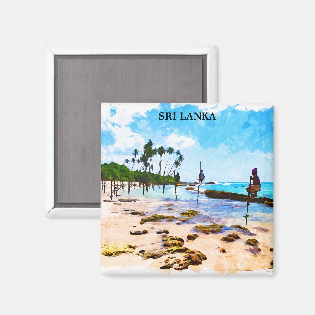 Imán Playa tropical de Sri Lanka en la costa (Anverso/Reverso)