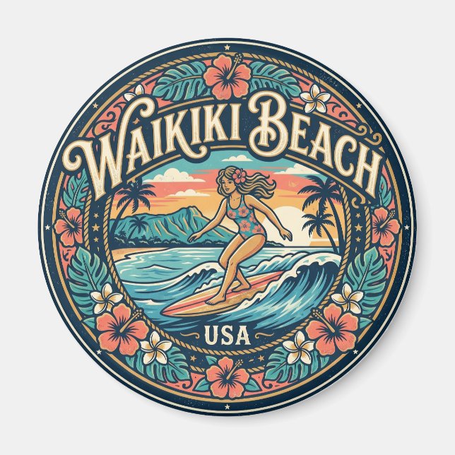 Imán Playa Waikiki EE. UU. (Frente)