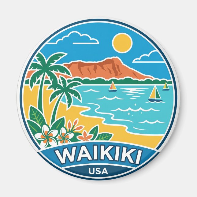 Imán Playa Waikiki Hawaii (Frente)
