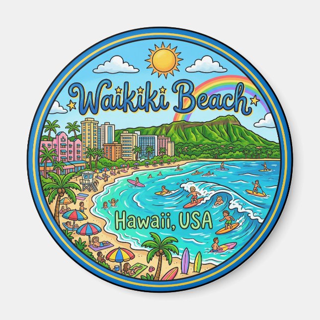 Imán Playa Waikiki Hawaii (Frente)