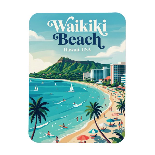 Imán Playa Waikiki Hawaii (Vertical)