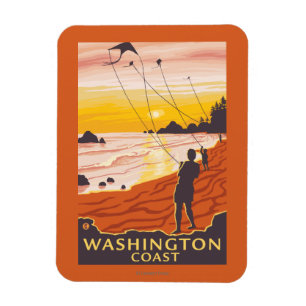 Imán Playa y Cometas - Costa de Washington