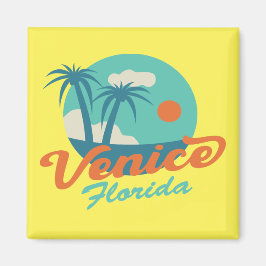 Imán Playa y palmeras estilo retro de Venecia Florida