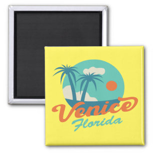 Imán Playa y palmeras estilo retro de Venecia Florida