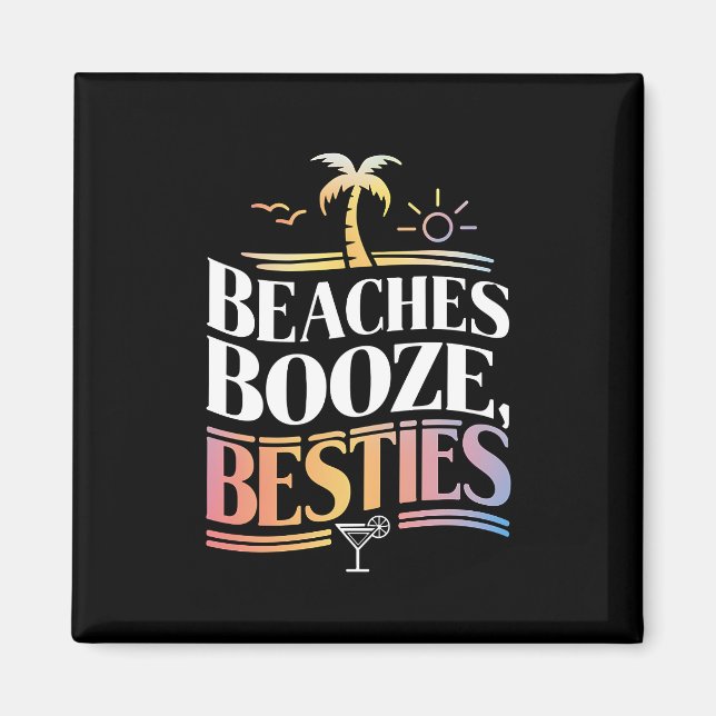 Imán Playas, alcohol y amigas árbol de coco verano (Frente)