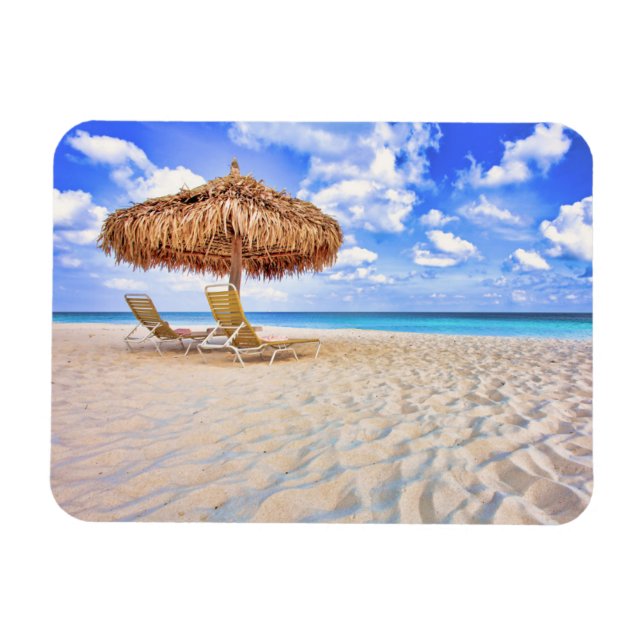 Imán Playas tropicales | Playa de arena de Aruba (Horizontal)