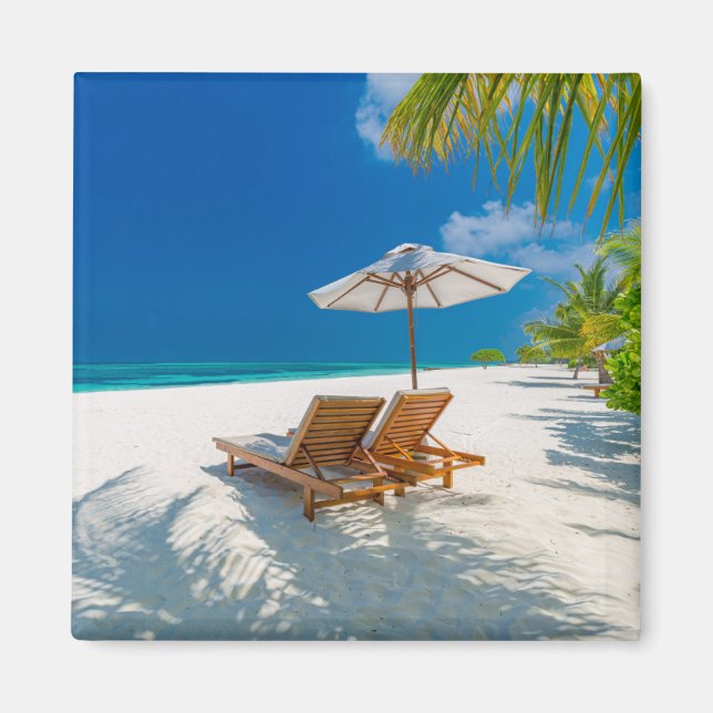 Imán Playas tropicales | Playa de tumbonas, Bora Bora (Frente)