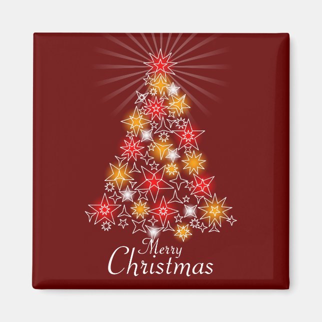 Imán Plaza de Árbol de Navidad Estrella Roja y Gold (Frente)