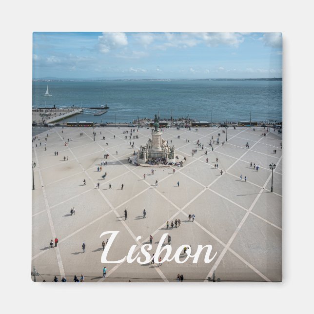 Imán Plaza de Comercio desde arriba en Lisboa, Portugal (Frente)