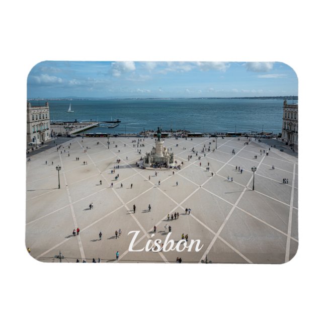 Imán Plaza de Comercio desde arriba en Lisboa, Portugal (Horizontal)