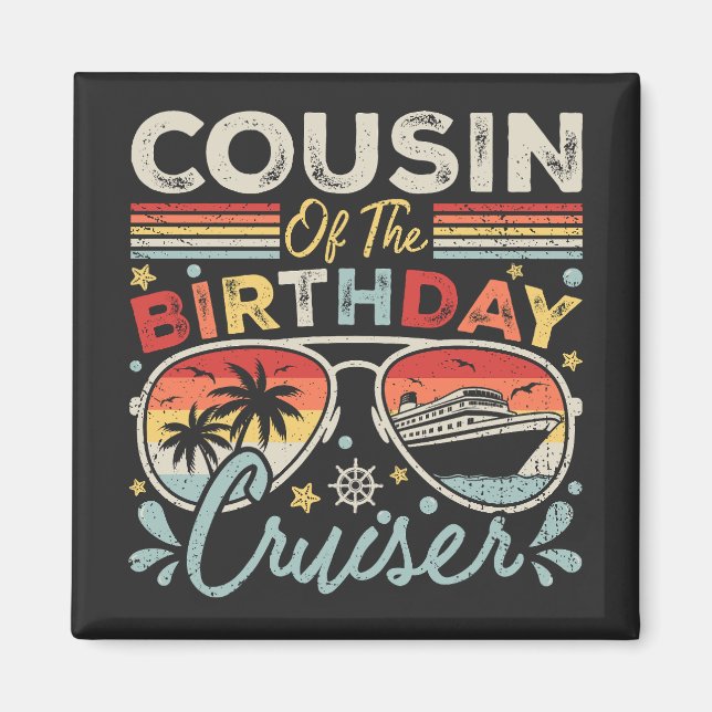 Imán Plaza de vacaciones de crucero primo de cumpleaños (Frente)