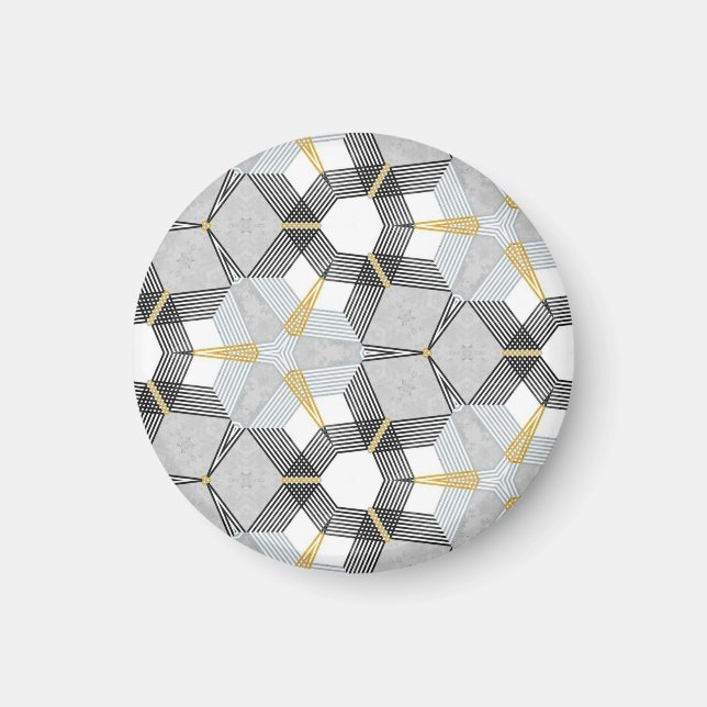 Imán Plaza hexagonal colorida: caleidoscopio geométrico (Frente)