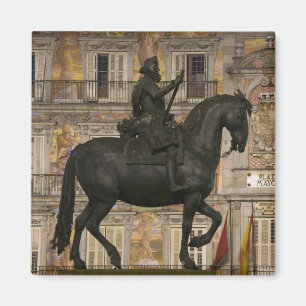 Imán Plaza Mayor con estatua de Filipe III, Madrid,