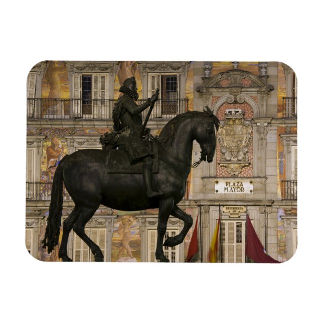Imán Plaza Mayor con estatua de Filipe III, Madrid, (Horizontal)