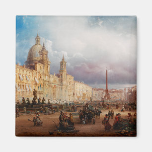 Imán Plaza Navona Roma Mercado 1850 Arte