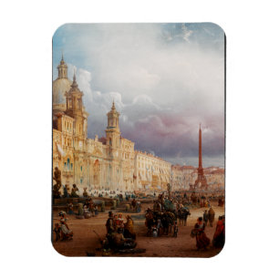 Imán Plaza Navona Roma Mercado década de 1850 Arte