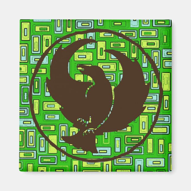 Imán Plazas verdes y amarillas de Crowfoot Magnet (Frente)