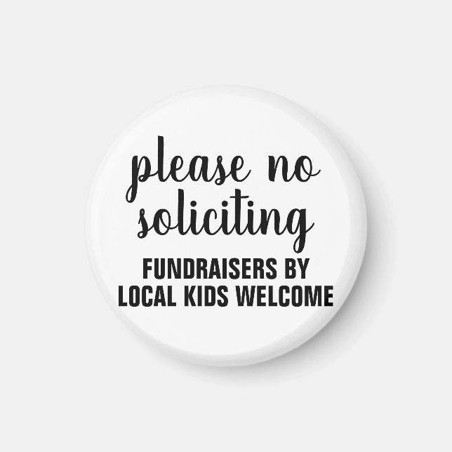 Imán please no soliciting fundraisers by local kids (Frente)