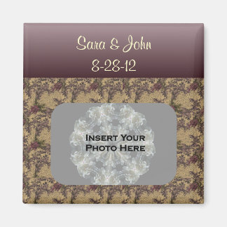 Imán Plum Brown Flowers Boda Photo Magnet