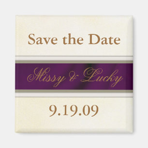 Imán Plum Satin Save the Date Magnet