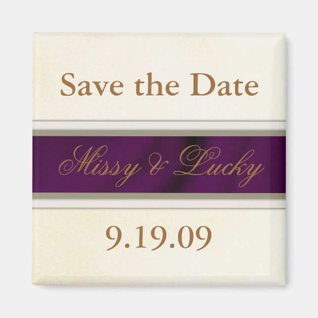 Imán Plum Satin Save the Date Magnet (Frente)