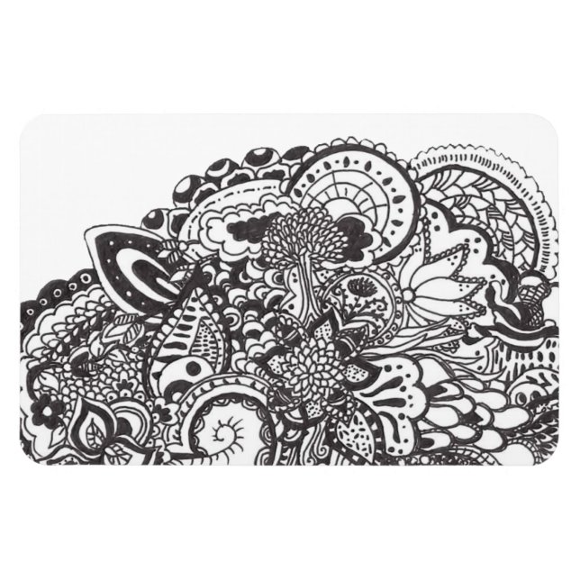 Imán Pluma abstracta y doodle de tinta (Horizontal)