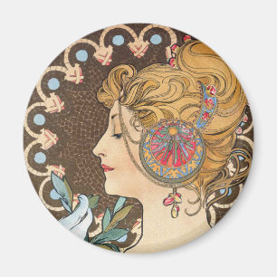 Imán Pluma de Alfonso Mucha - arte Nouveau del vintage