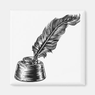Imán Pluma de la tinta de la piel de la pluma en Inkwel