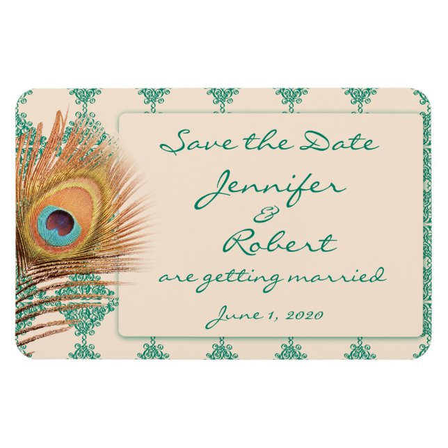 Imán Pluma de pavo real en mosaico marroquí Verde azula (Horizontal)