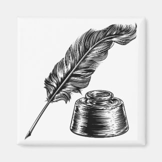 Imán Pluma de pluma de cuero y pozo de tinta