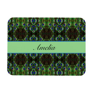 Imán Plumage real - Patrón de plumas de pavo real de lu