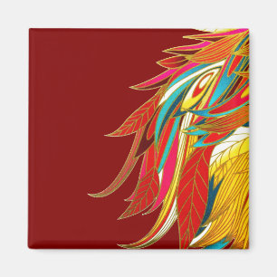 Imán Plumas Exóticas Rojas