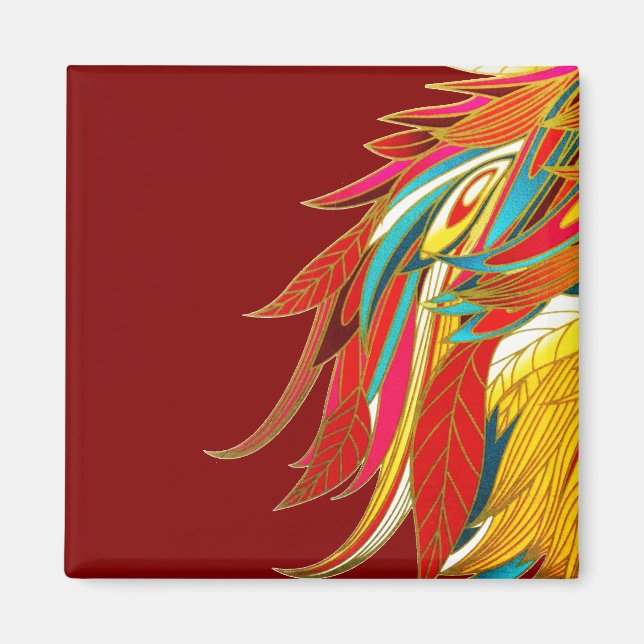 Imán Plumas Exóticas Rojas (Frente)