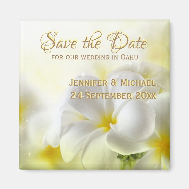 Imán Plumeria blanca hawaiana (Frente)