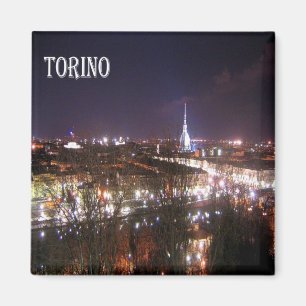 Imán PMT005 TURIN de noche, Piamonte, Italia, Fridge
