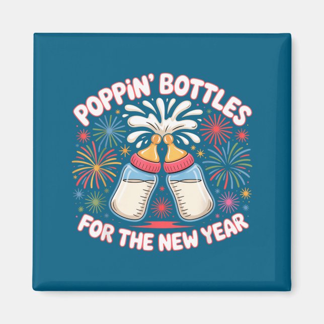 Imán Pn Bottles For The New Year Funny Baby Milk Toast  (Frente)