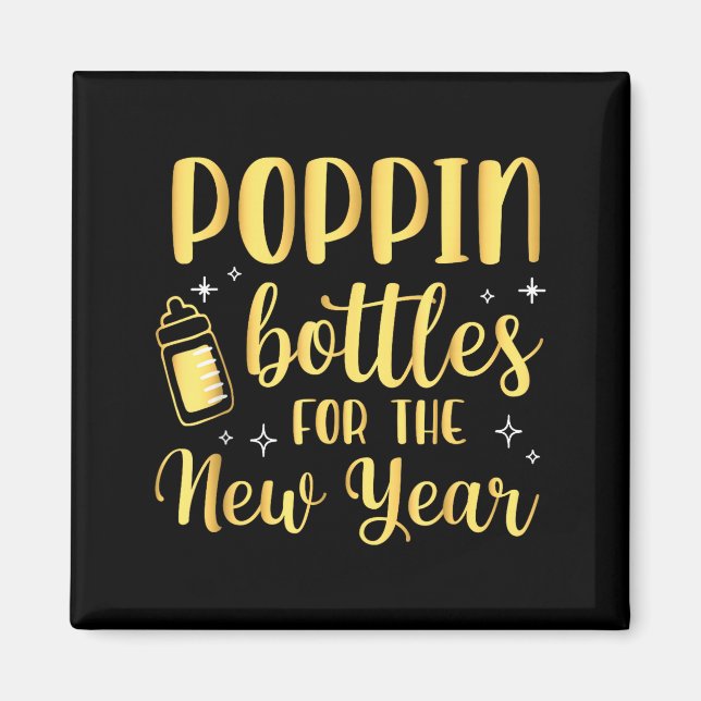 Imán Pn Bottles For The New Year Pregnancy Announcement (Frente)