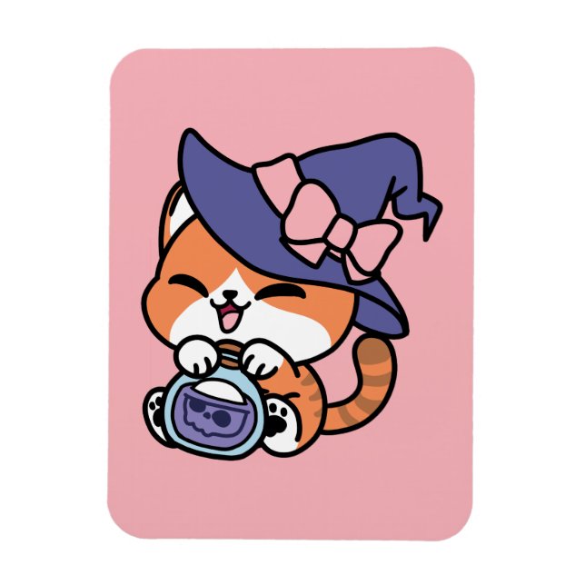 Imán Poción de Bruja Atigrada – Diseño de Gato de Hallo (Vertical)