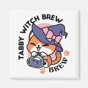 Imán Poción de Bruja Atigrada – Diseño de Gato de Hallo
