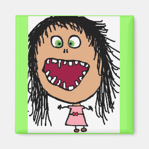 Imán Poco chica loco del dibujo animado del ojo