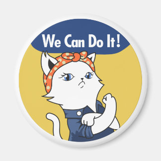 Imán ¡Podemos Hacerlo! El gato blanco Rosie the Riveter
