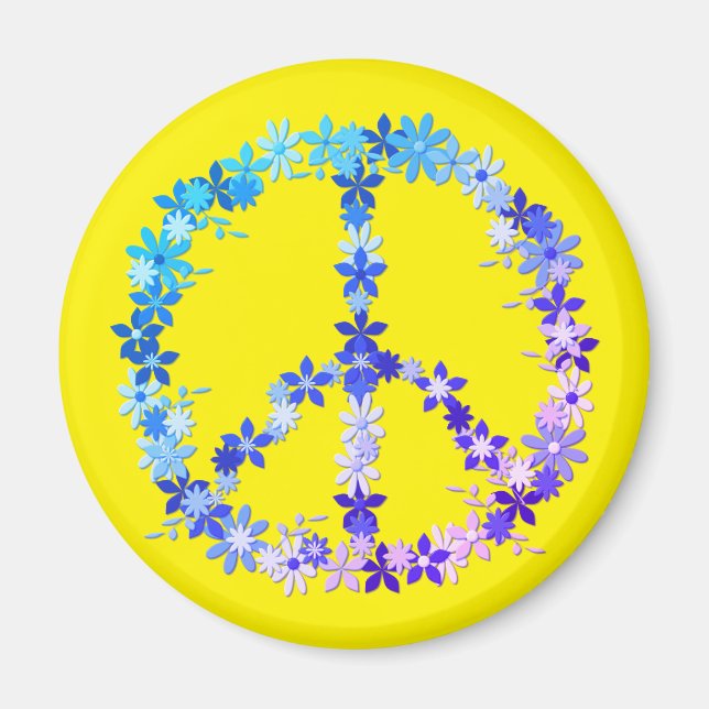 Imán Poder floral de símbolo de paz (Frente)
